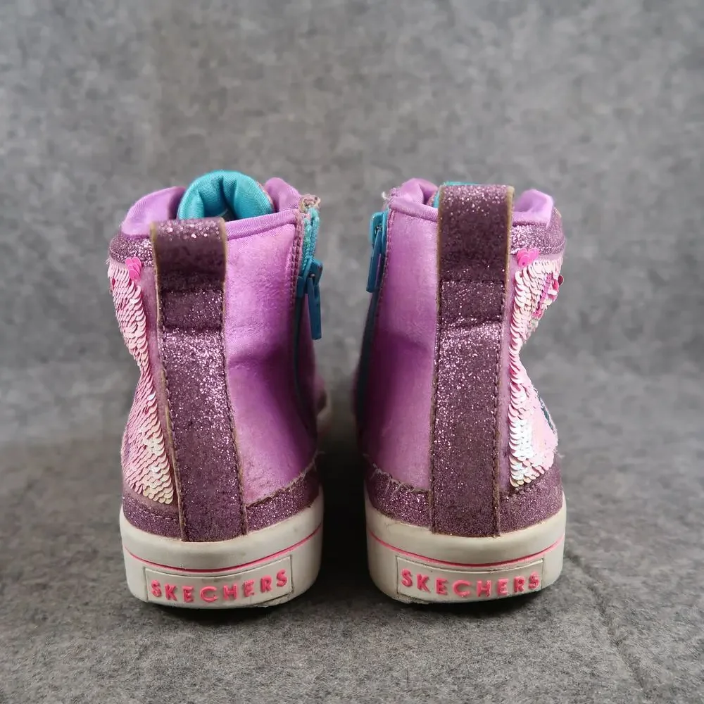 Skechers Shoes Girls 4 High Top Sneakers Flip Kicks Casual Side Zip Purple Kids